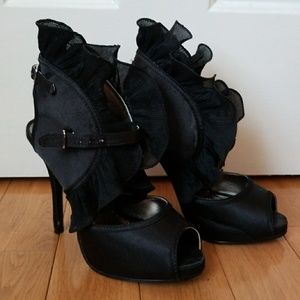 Black Satin Heels